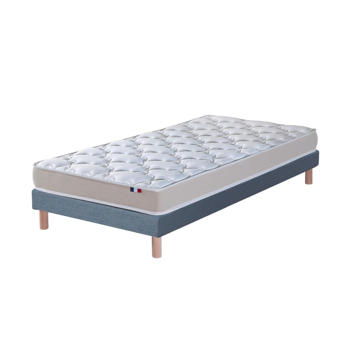 IDLITERIE Ensemble Matelas Mousse Haute Résilience ESSENCE + Latex 3 zones +Sommier - Made in France