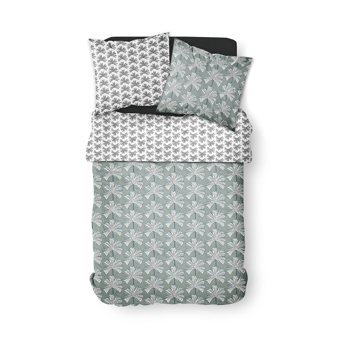 TODAY Parure housse de couette en coton 57 fils motif tropical PALMERAIE