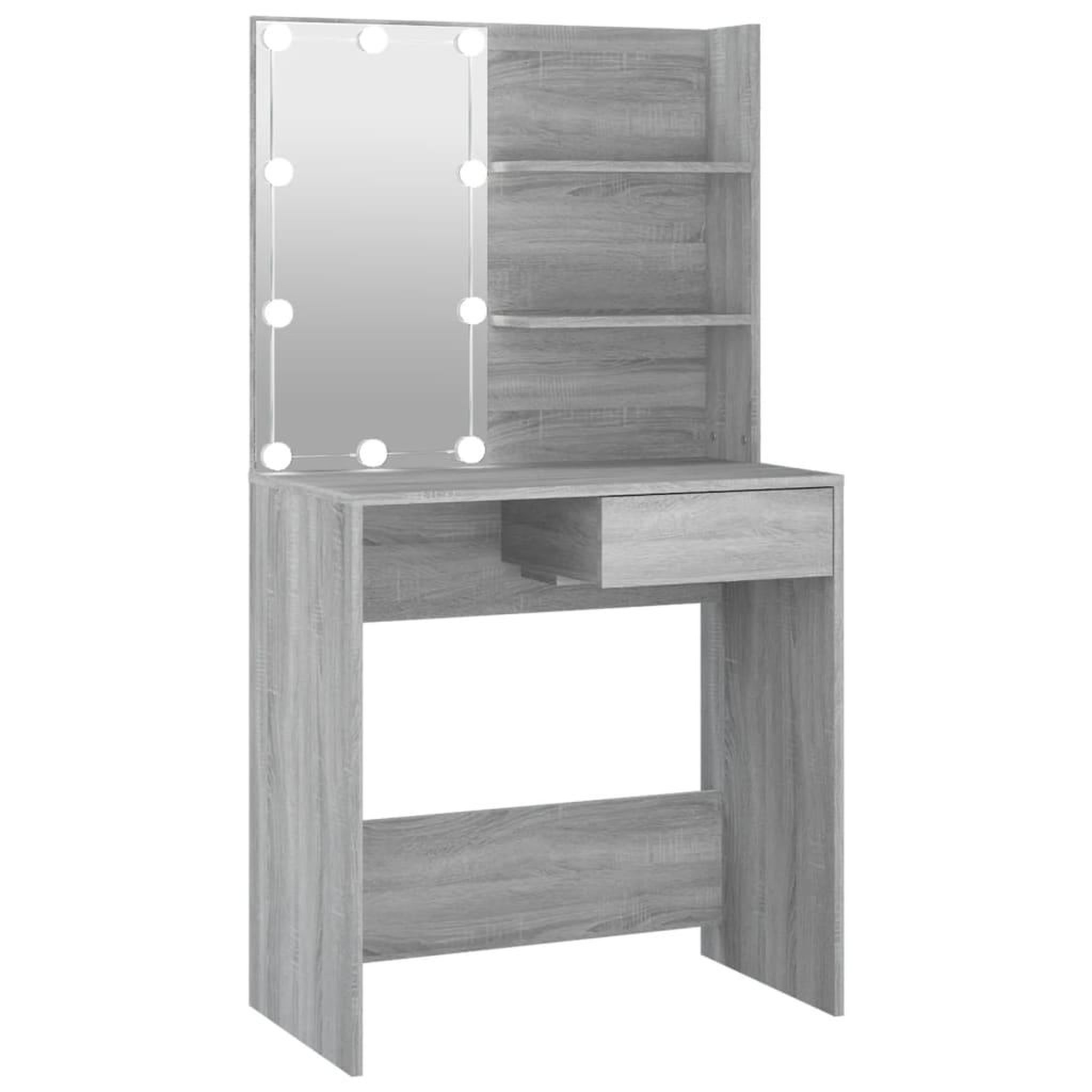 Voir la diapositive 2 : VIDAXL Coiffeuse avec LED Sonoma gris 74,5x40x141 cm