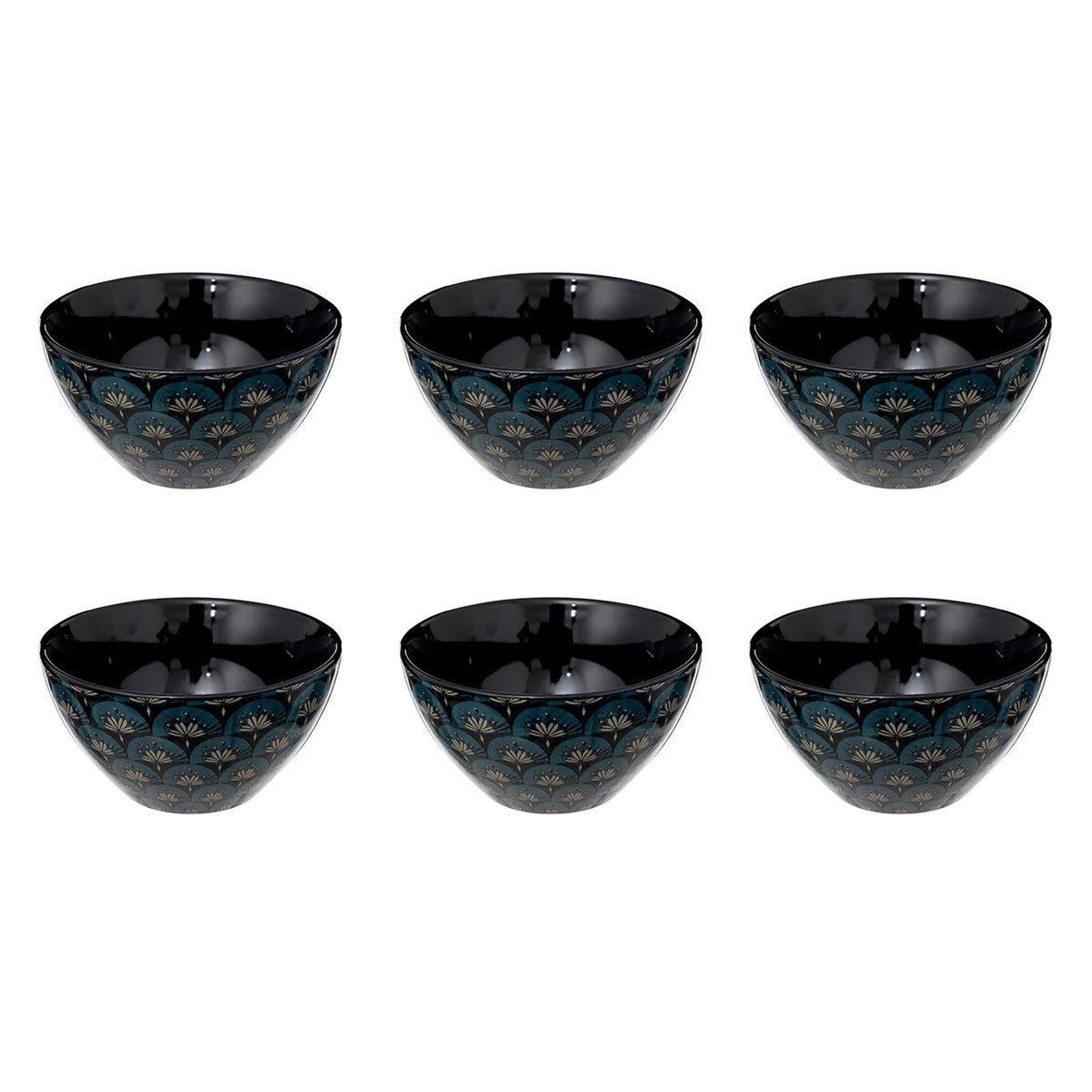 SECRET DE GOURMET Lot de 6 bols  jiling  46cl bleu indigo