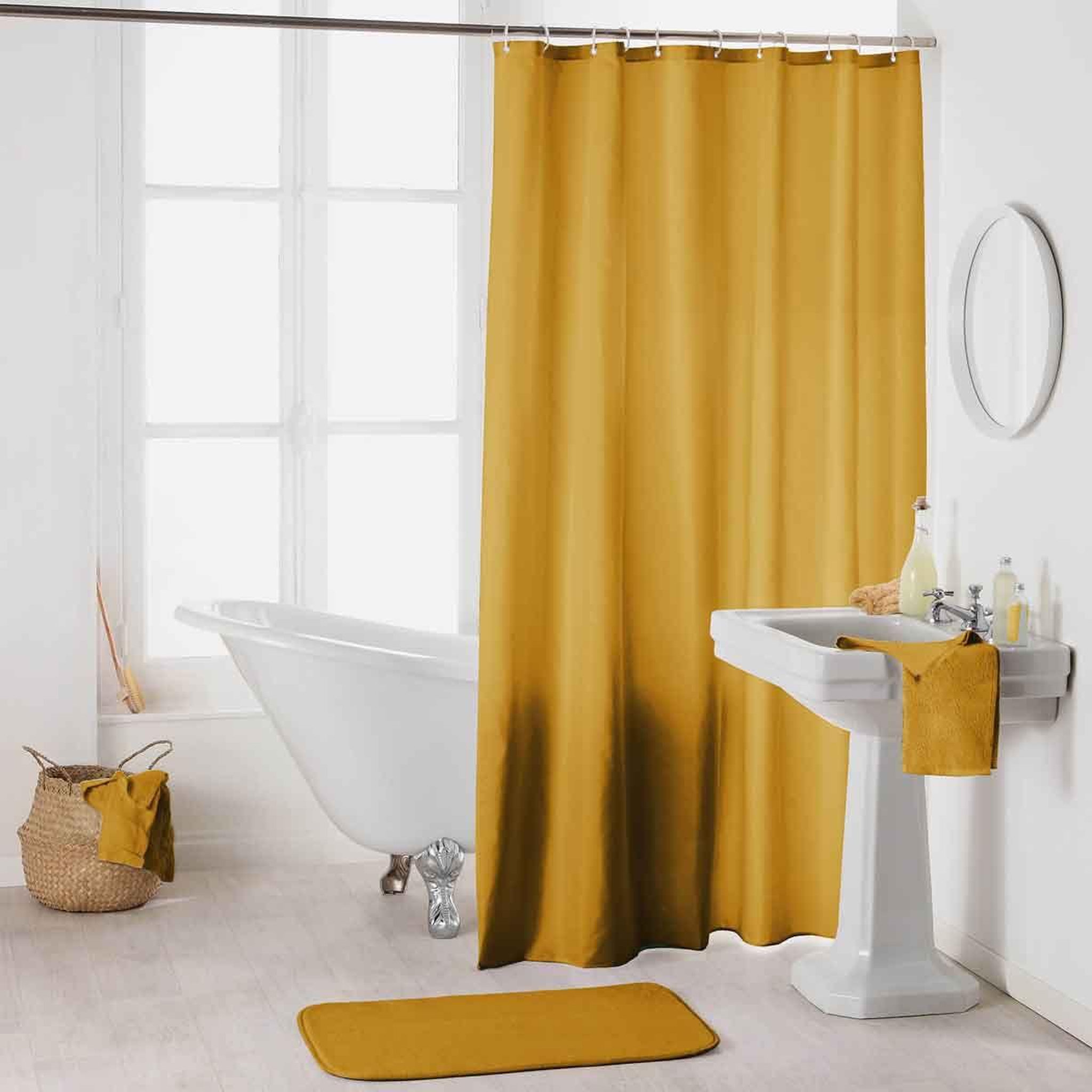 Voir la diapositive 1 : Douceur d'Intérieur Rideau de douche uni  essencia  180x200cm ocre
