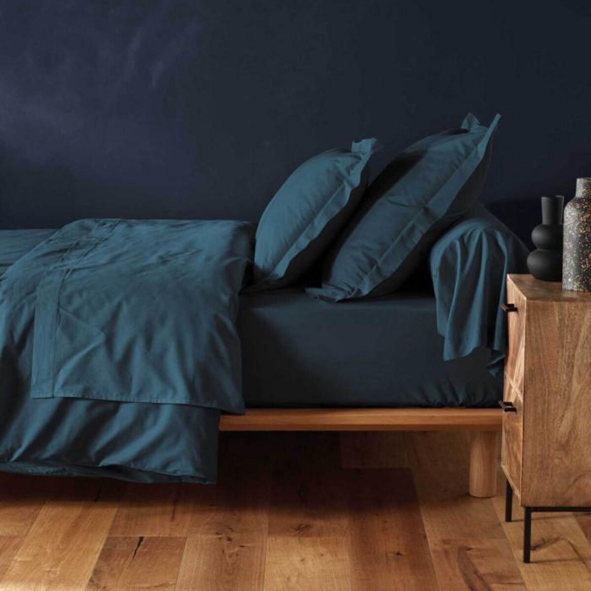 Paris Prix Drap Housse  Lina  90x190cm Bleu