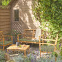 Voir la diapositive 2 : SWEEEK Salon de jardin CHLOE en bois d'acacia 4 places, avec coussins en polyester, un canapé, une table, deux fauteuils