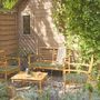 Voir la diapositive 2 : SWEEEK Salon de jardin CHLOE en bois d'acacia 4 places, avec coussins en polyester, un canapé, une table, deux fauteuils