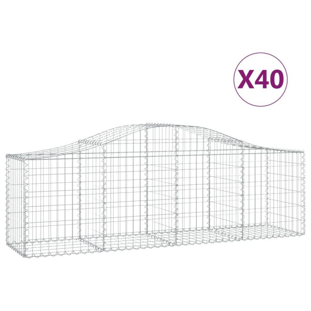 VIDAXL Paniers a gabions arques 40 pcs 200x50x60/80 cm fer galvanise