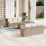 VIDAXL Salon de jardin avec coussins 7 pcs beige resine tressee