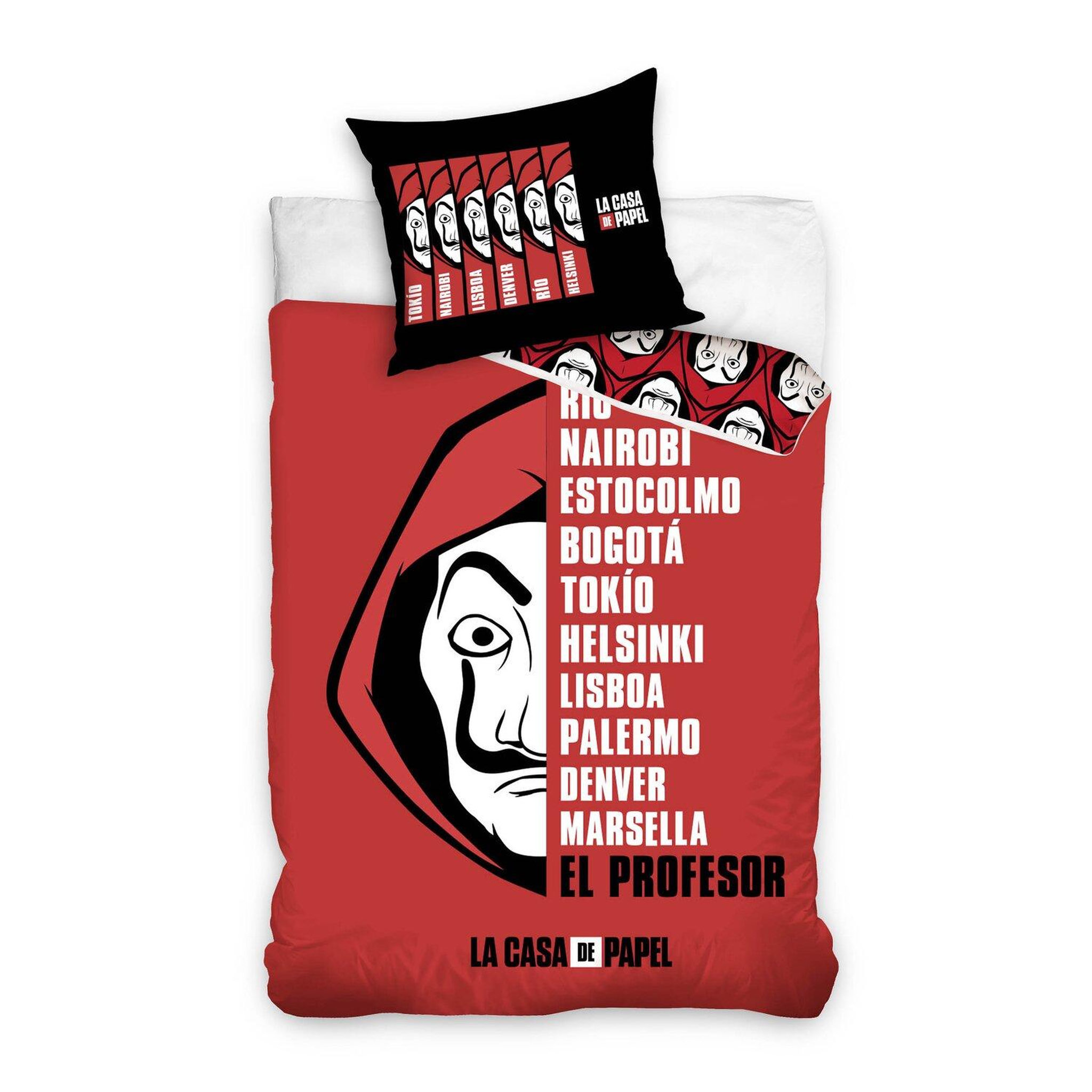 Voir la diapositive 2 : Home collection Parure housse de couette 140x200cm 100%coton 57fils casa de papel rouge