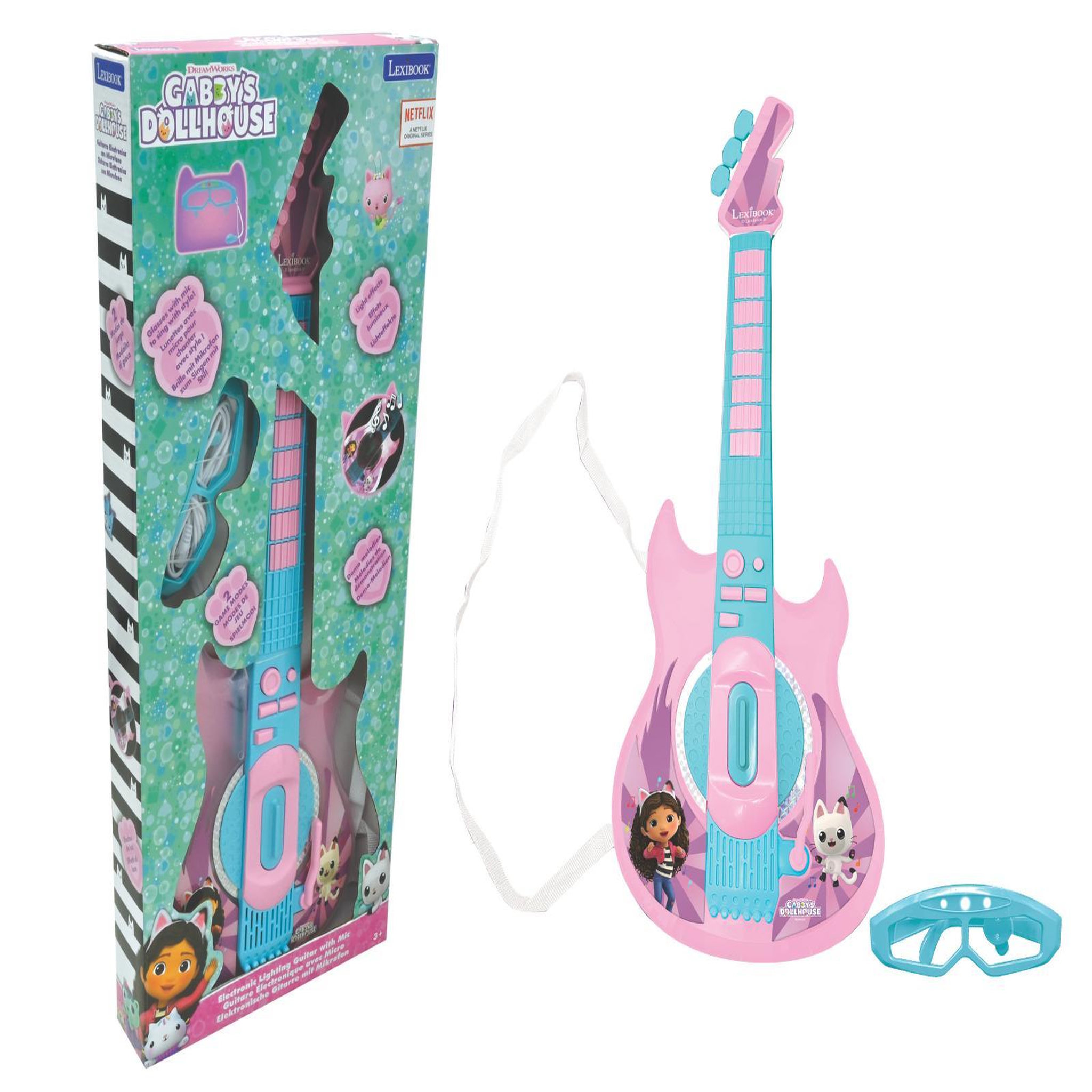 Lexibook Guitare Électronique Lumineuse avec lunettes et micro Gabby et la maison magique