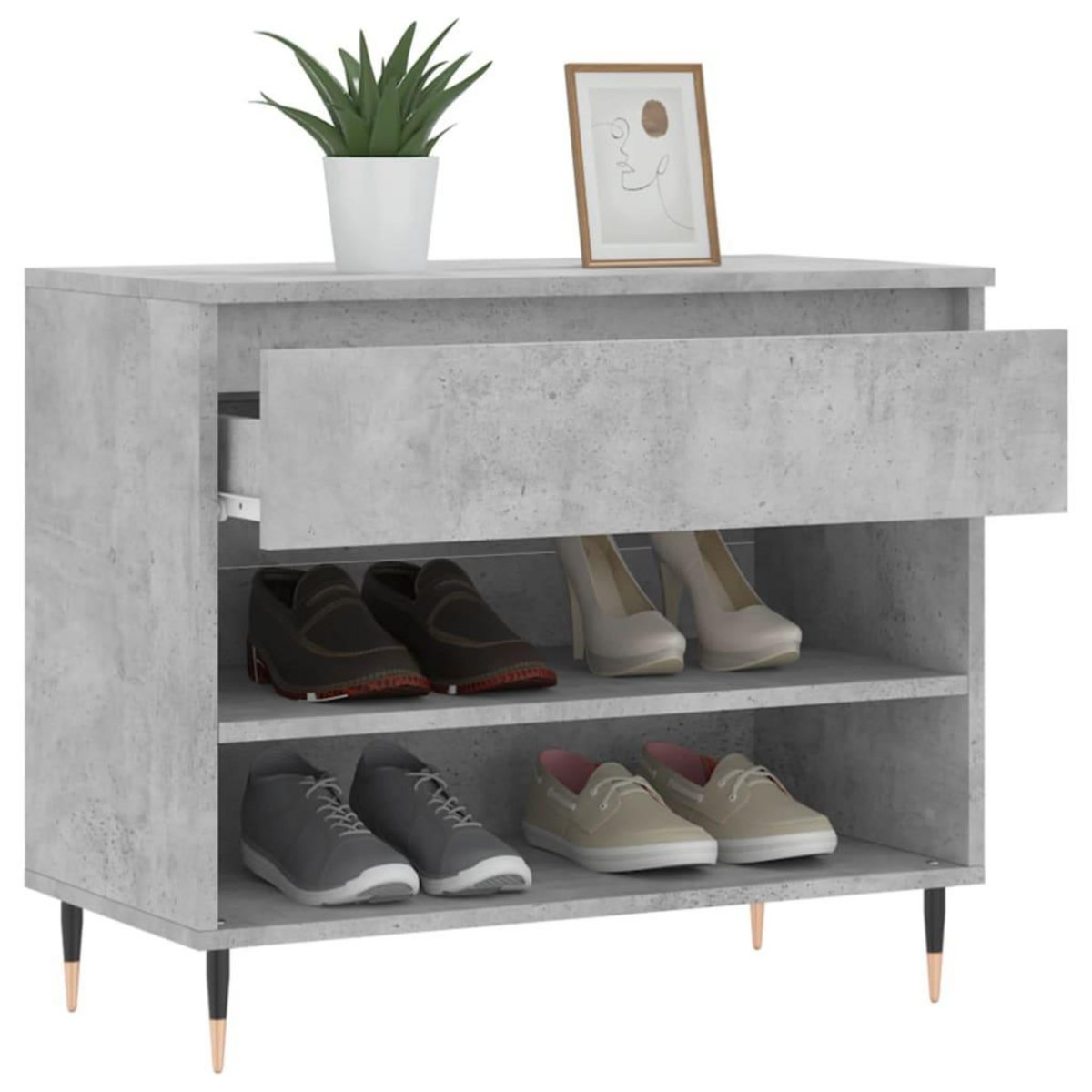 VIDAXL Armoire a chaussures Gris beton 70x36x60 cm Bois d'ingenierie