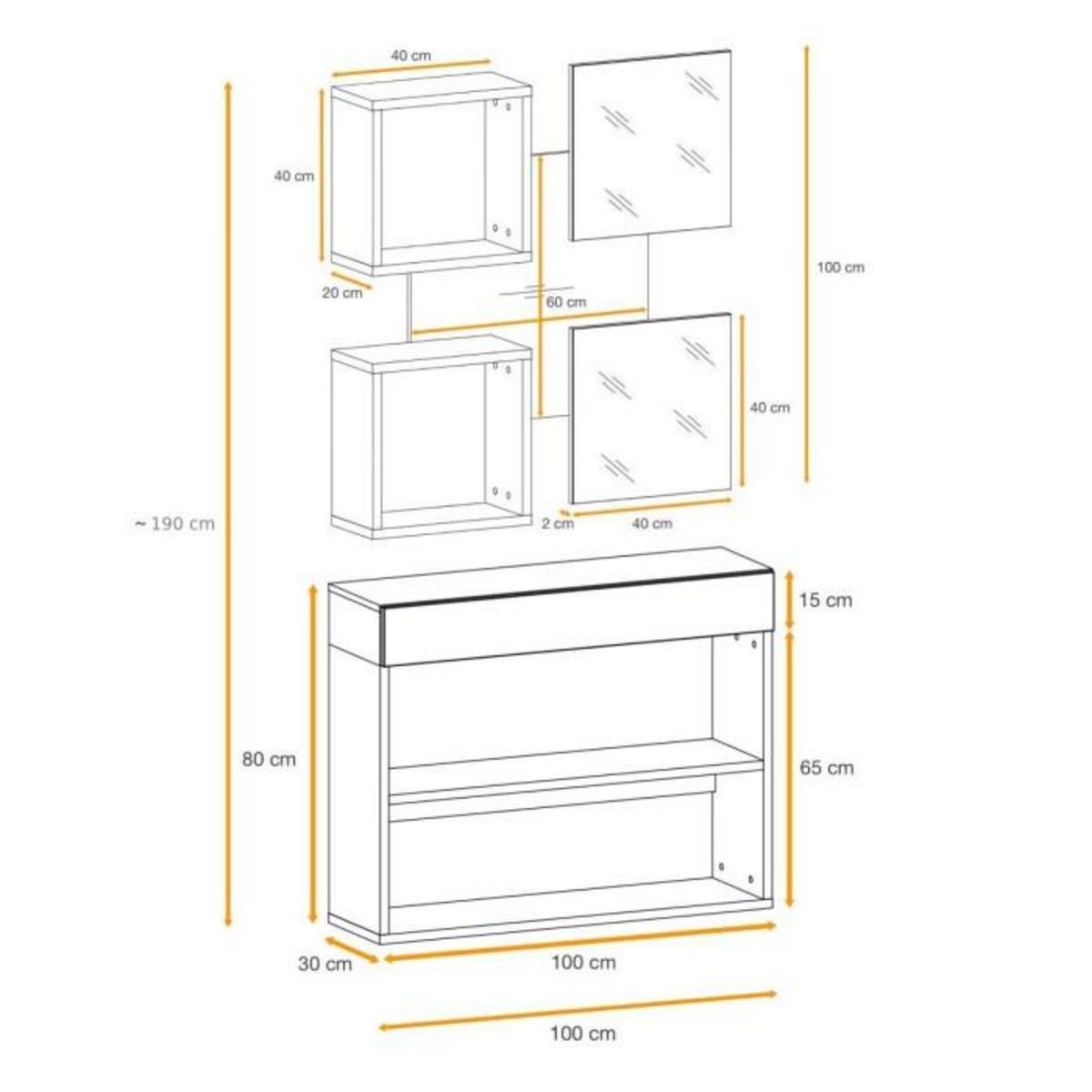 Paris Prix Ensemble Dressing Design  Easy IV  190cm Noir