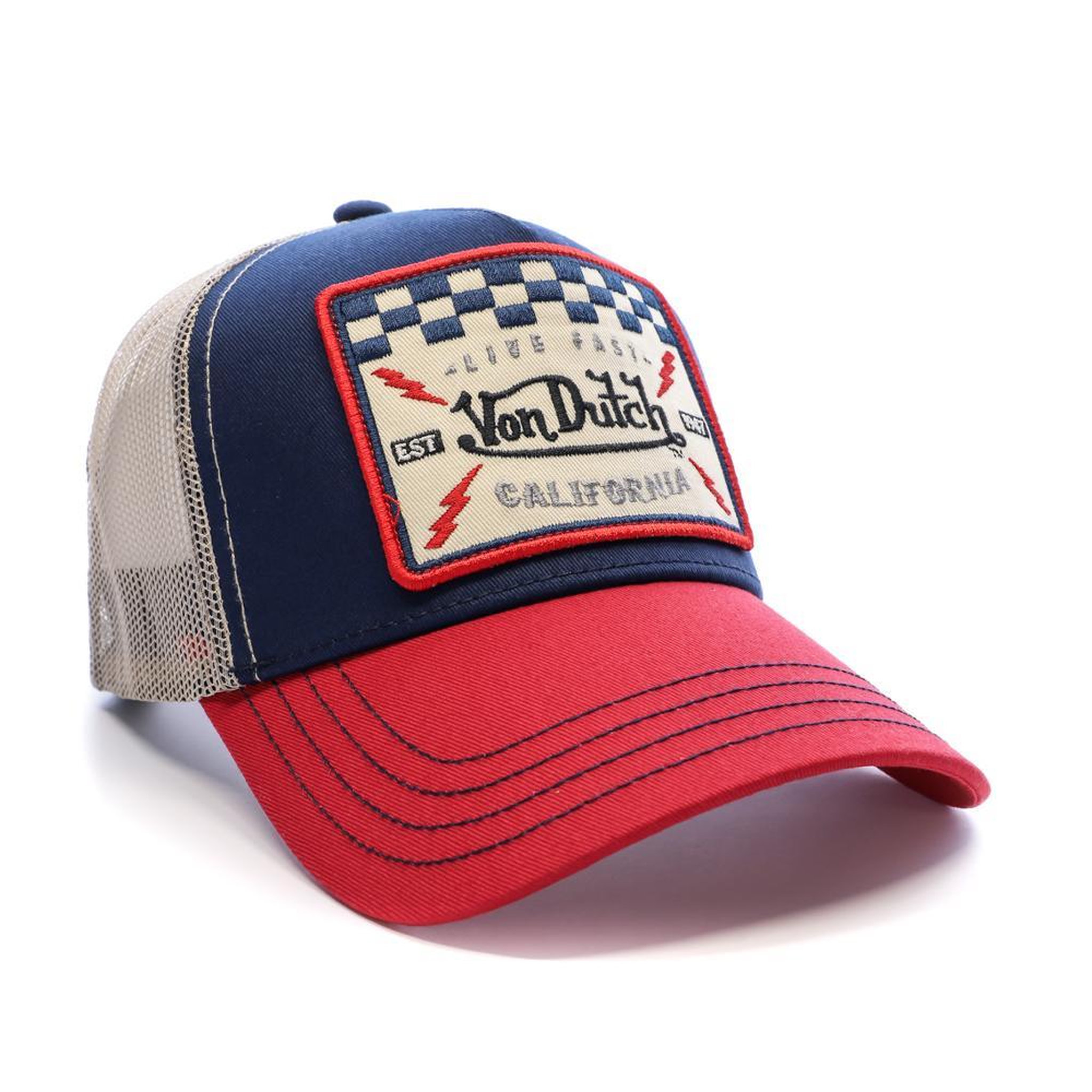 Voir la diapositive 2 : VON DUTCH Casquette Bleu/Rouge/Beige Homme Von Dutch Ahig