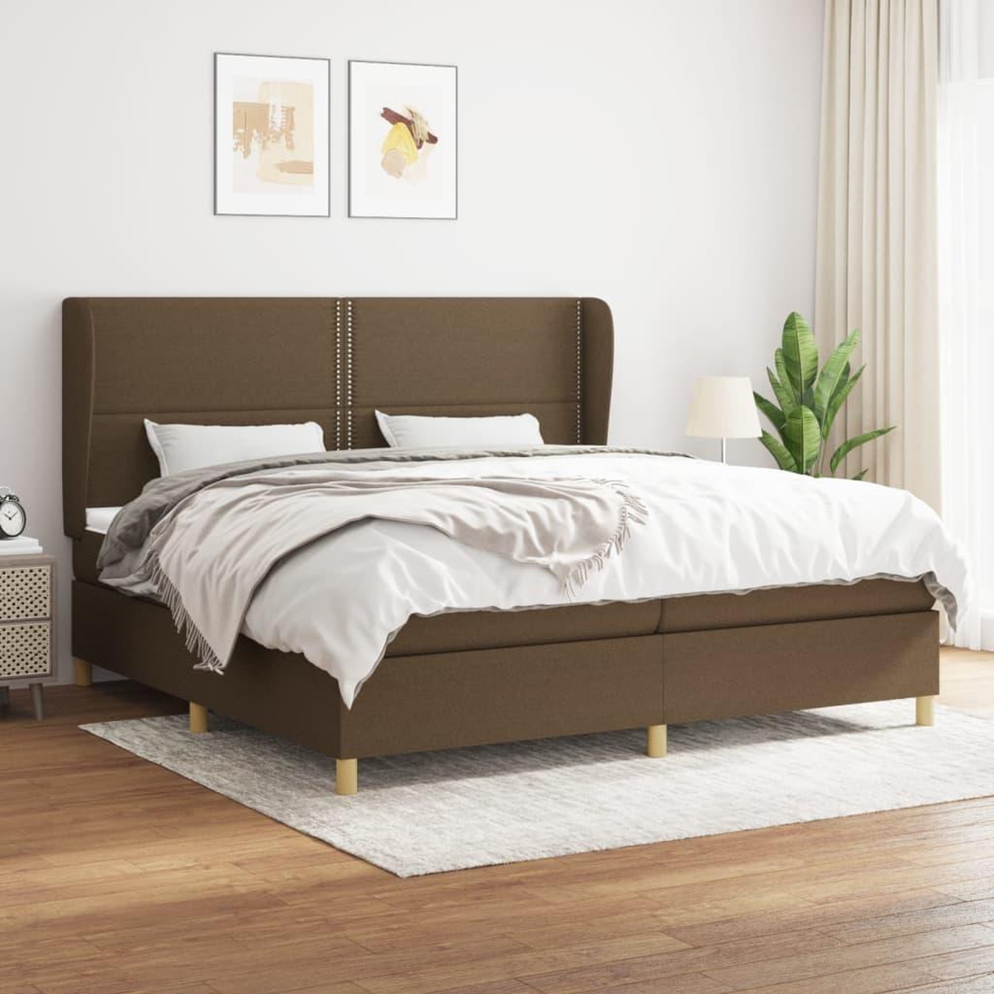 Voir la diapositive 1 : VIDAXL Sommier a lattes de lit avec matelas Marron fonce 200x200 cm