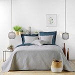 Paris Prix Couvre-Lit & 2 Housses de Coussin  Romane  220x240cm Gris