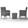 Voir la diapositive 2 : VIDAXL Ensemble de bistro 3 pcs Resine tressee et verre trempe Gris
