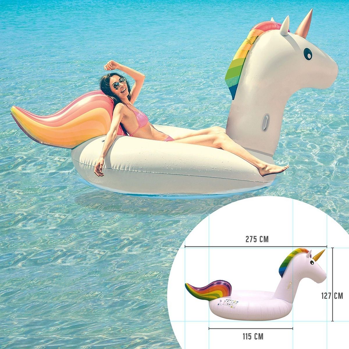 Jet lag Bouée gonflable Licorne XL - Diam. 275 cm