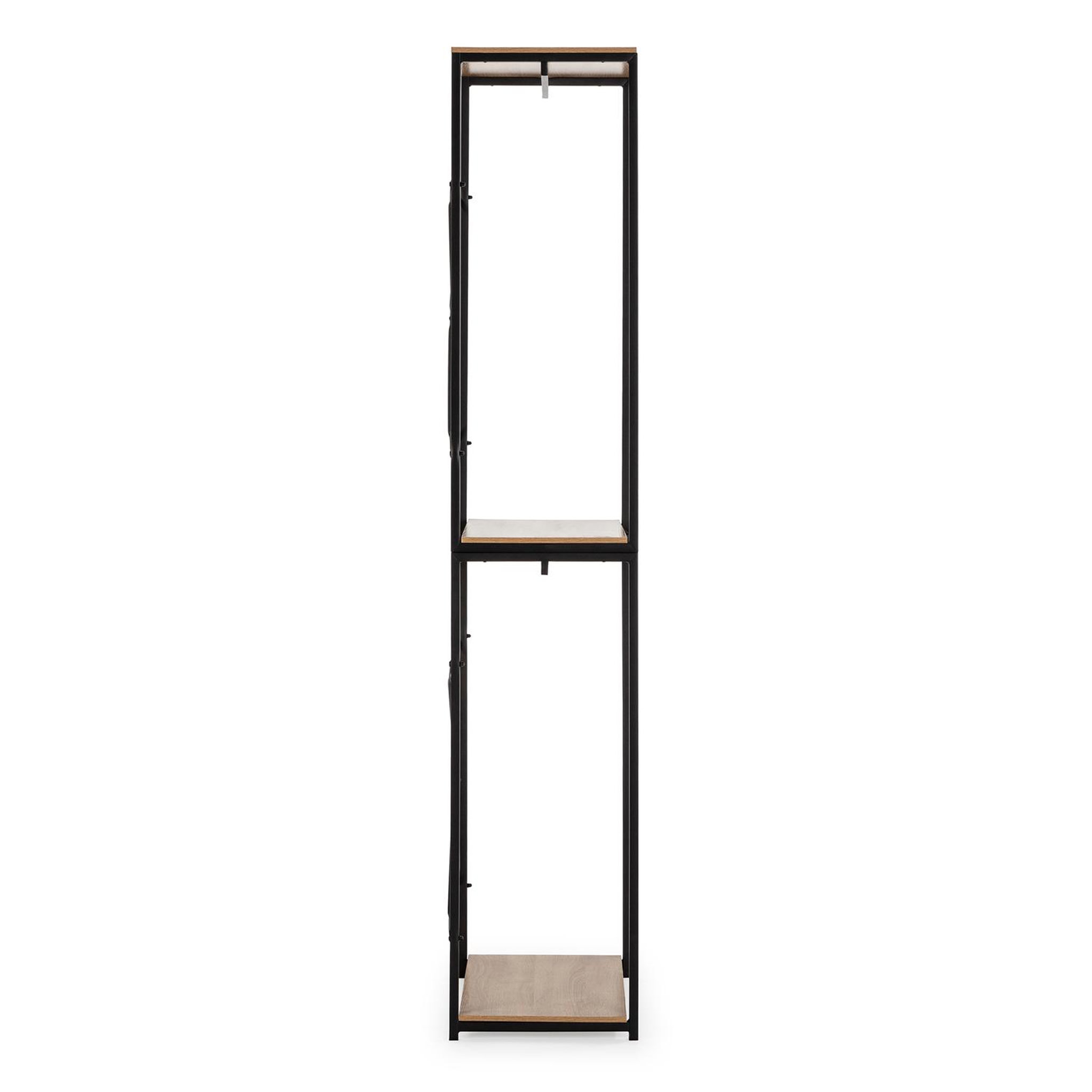 Voir la diapositive 4 : VS VENTA-STOCK Portemanteau Nerea avec 2 étagères et 2 barres, couleur chêne/noir