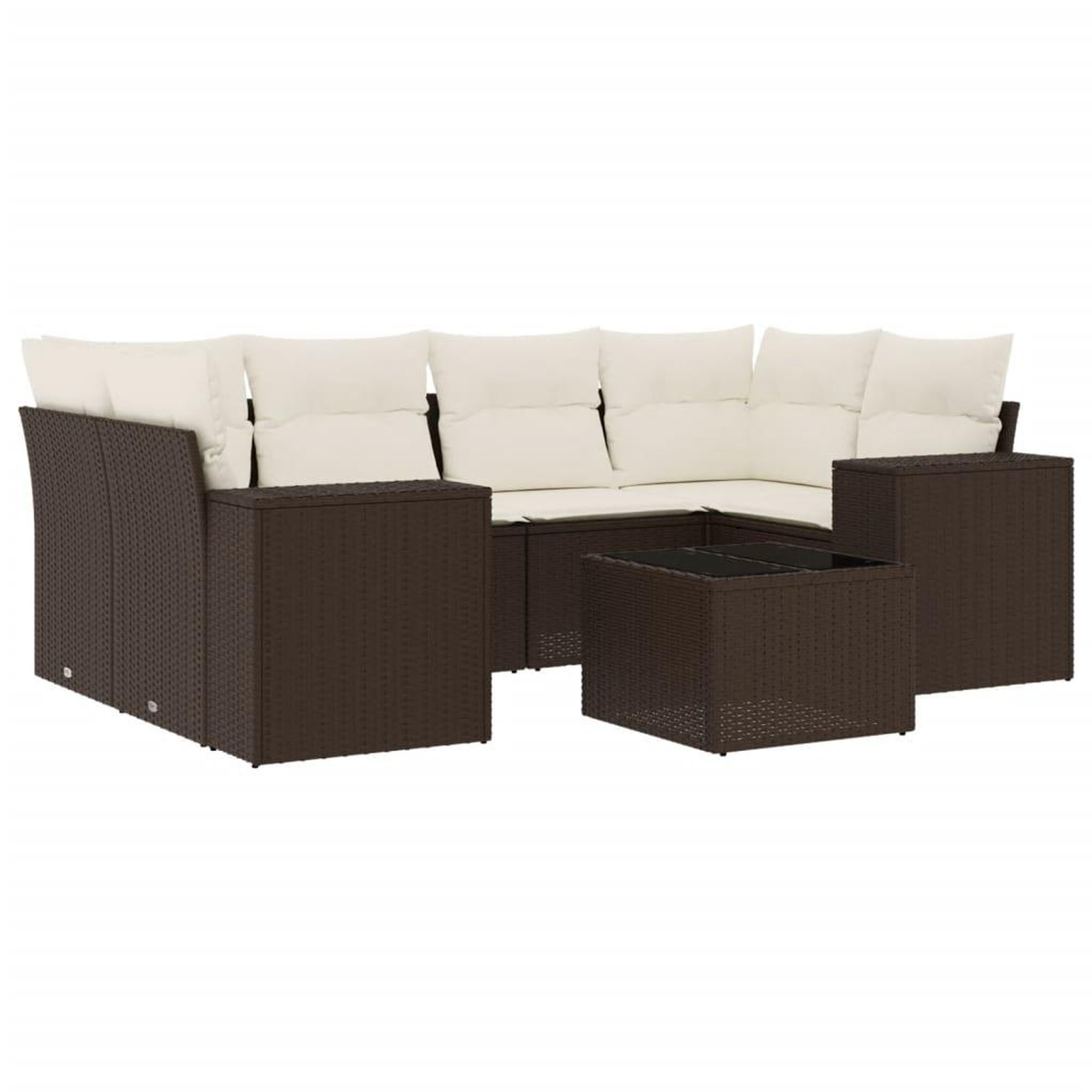 Voir la diapositive 2 : VIDAXL Salon de jardin avec coussins 7 pcs marron resine tressee