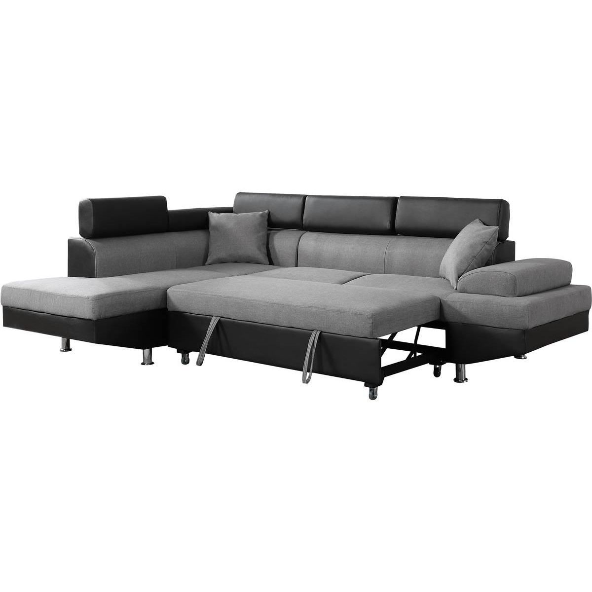 Habitat et Jardin Canapé d'angle convertible  Sophia luxe  - 265 x 190.5 x 80/91 cm - Noir / Gris - 5 places - Angle gauche