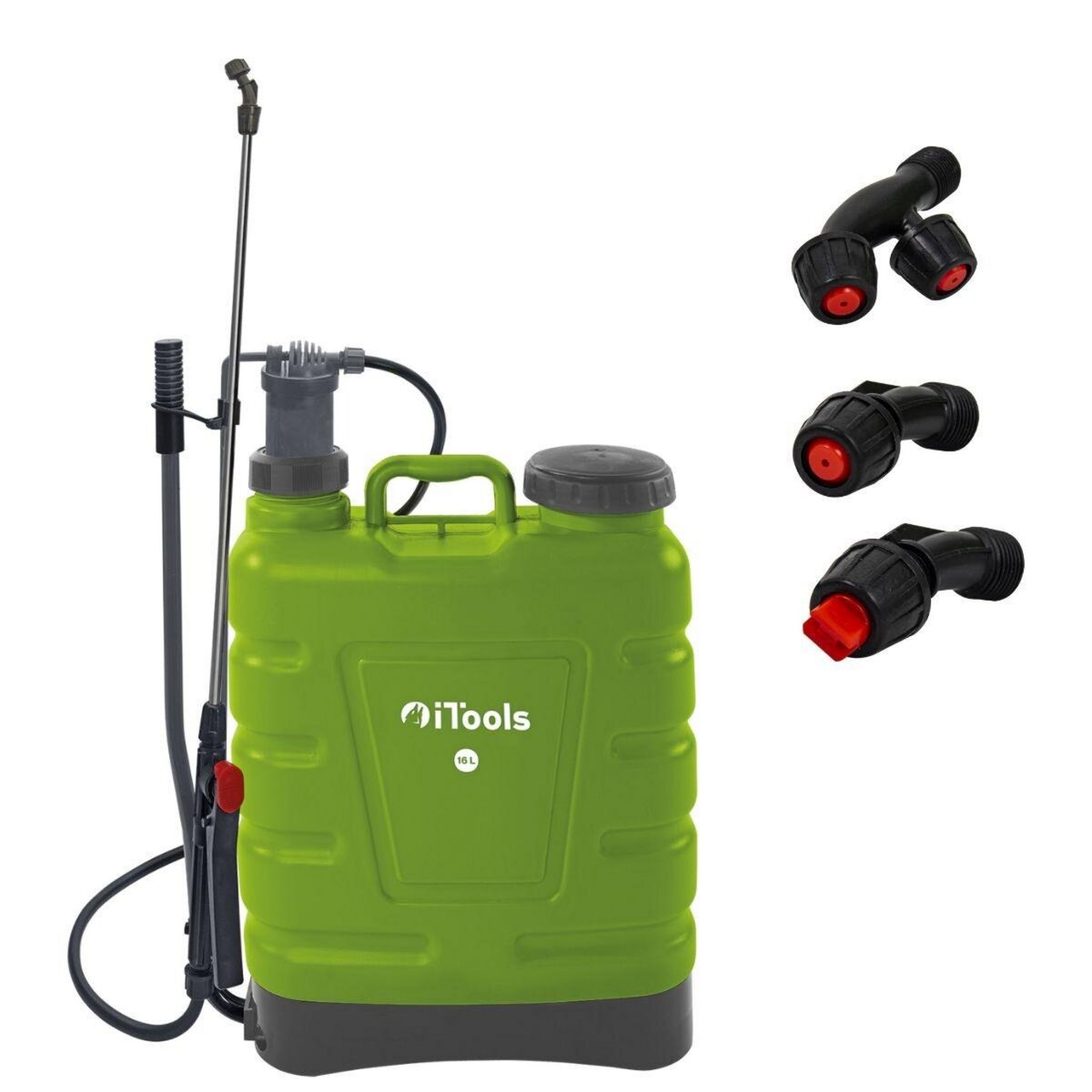 iTools Pulvérisateur manuel 16 Litres Pompe manuelle haute pression 5.5 bar Jardin, toiture, potager 3 Buses réglables ITOOLS