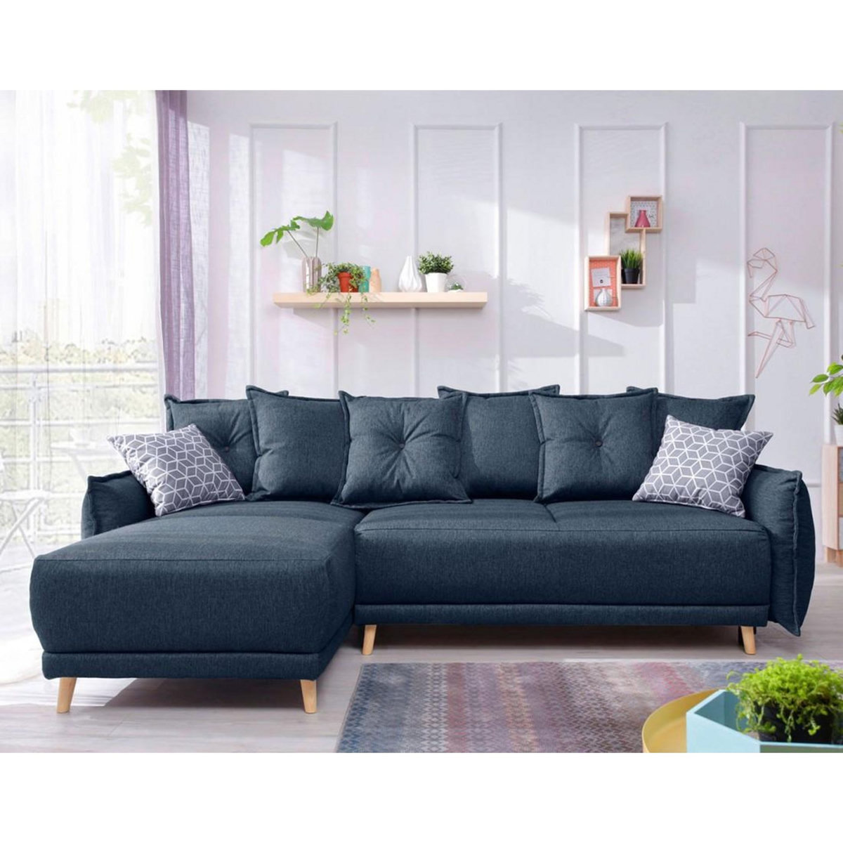 BEST MOBILIER Lena - canapé d'angle réversible convertible - 4 places - style scandinave