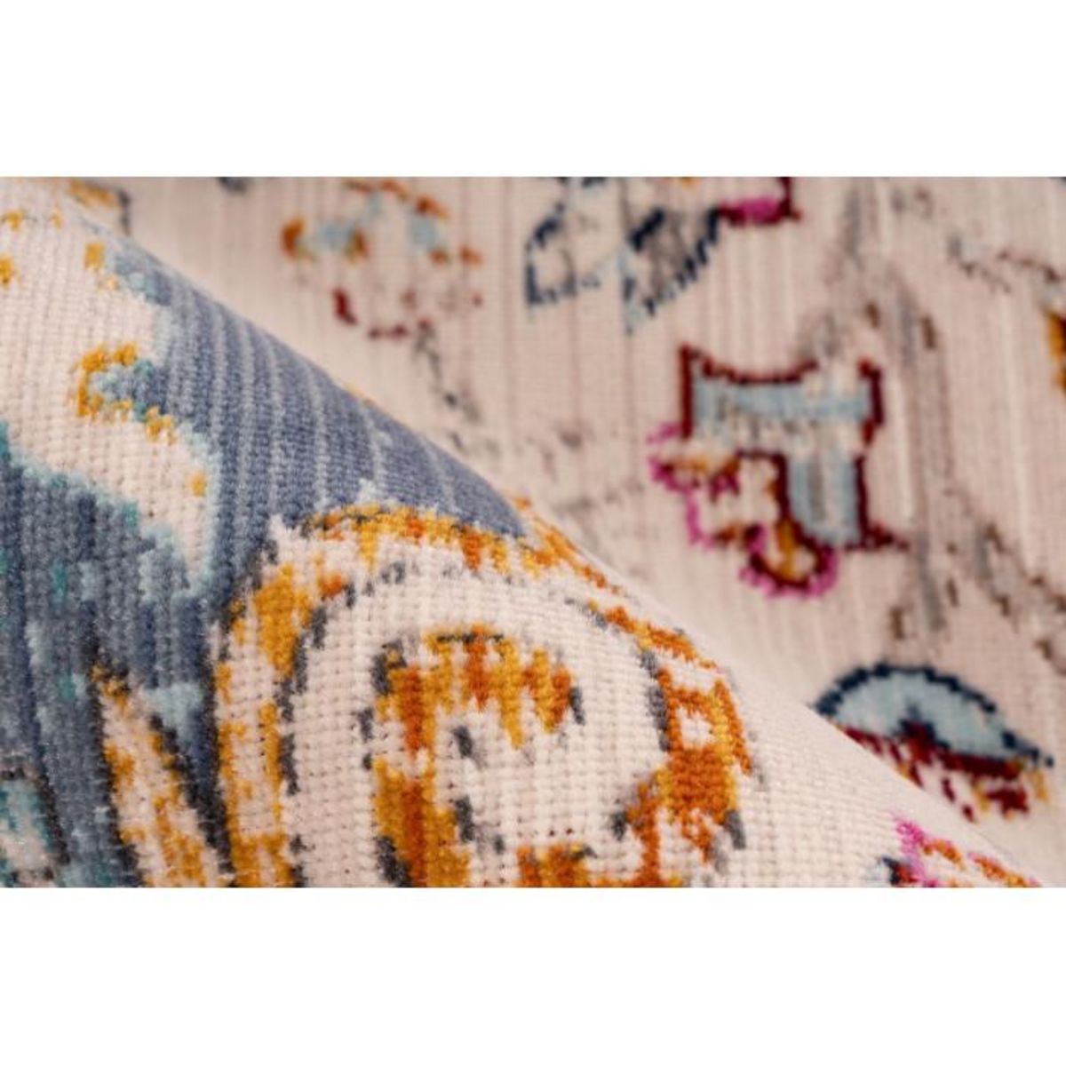 Paris Prix Tapis Oriental Effet Usé  Anouk  Blanc & Bleu