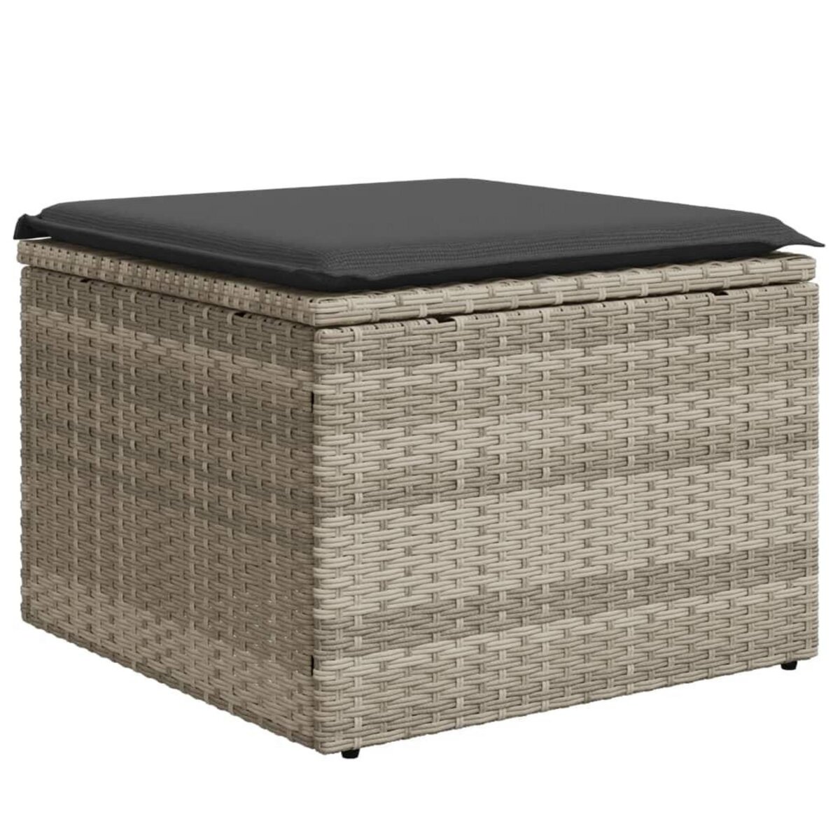VIDAXL Tabouret de jardin coussin gris clair 55x55x37cm resine tressee