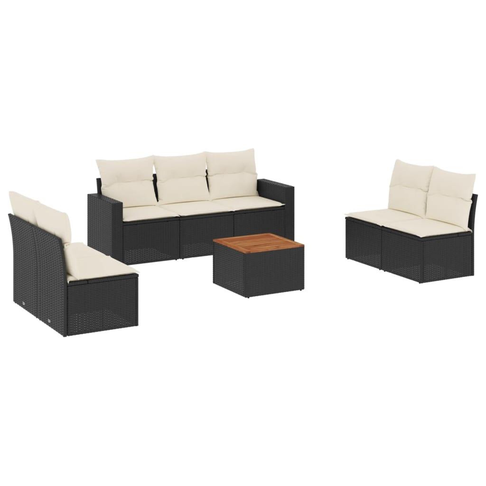 Voir la diapositive 2 : VIDAXL Salon de jardin 8 pcs avec coussins noir resine tressee