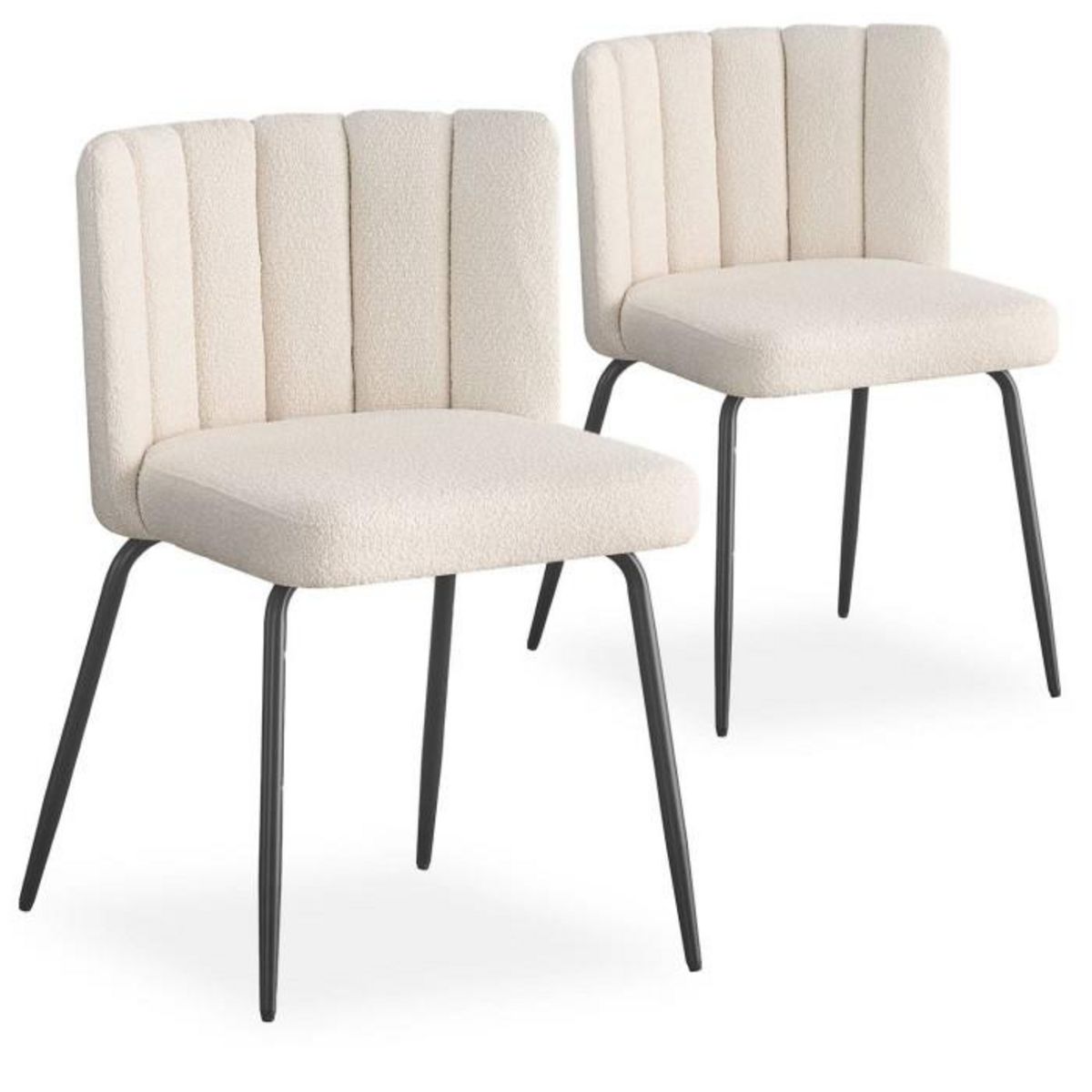 Paris Prix Lot de 2 Chaises Design Bouclette  Irina  79cm Crème