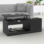Voir la diapositive 2 : ID MARKET Table basse plateau relevable ELEA avec coffre bois noir