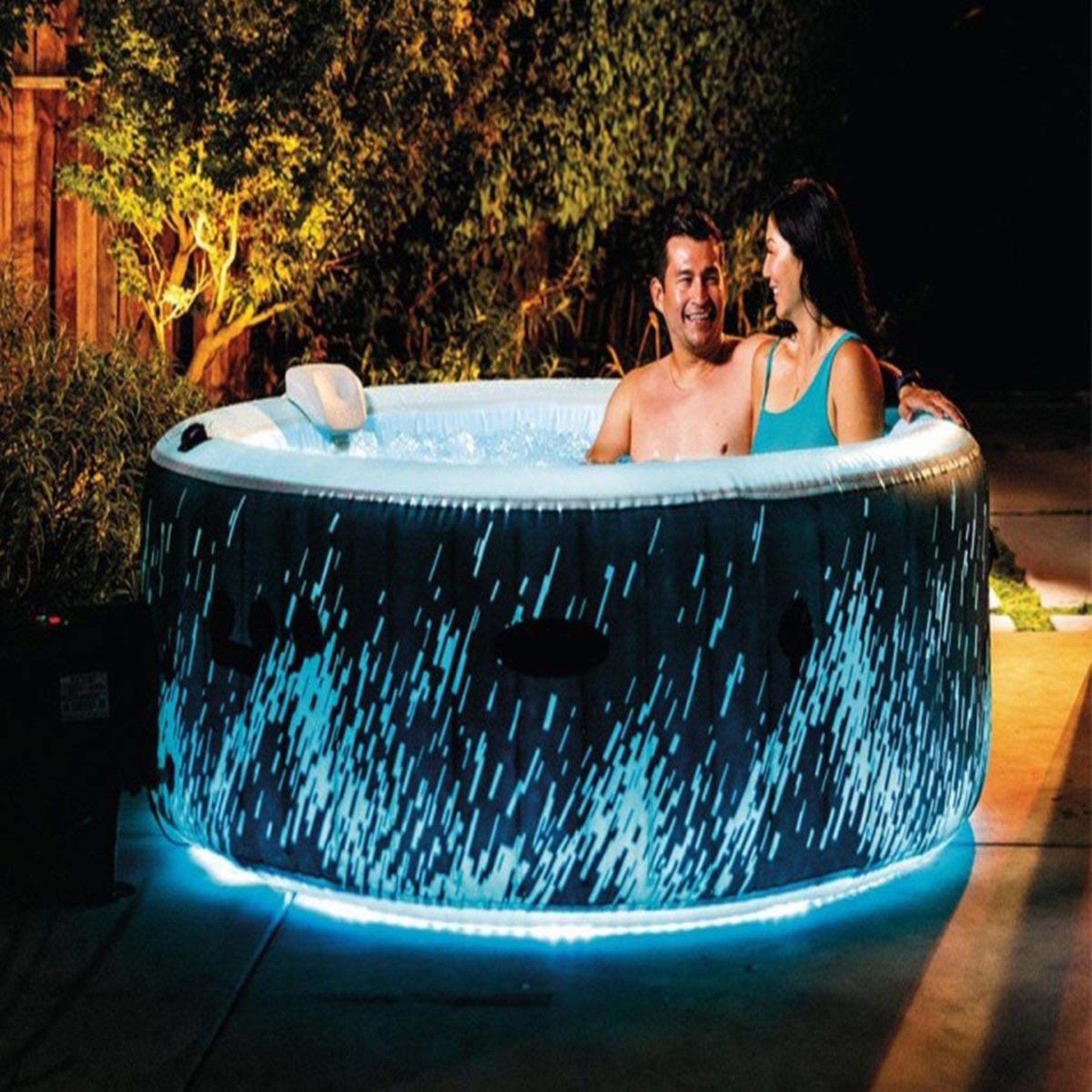 Voir la diapositive 2 : INTEX Spa gonflable PureSpa Galaxie rond Bulles avec LED 4 places - Intex