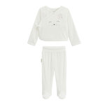 Petit Béguin Ensemble bébé gilet et pantalon à pied en pointelle Badian. Coloris disponibles : Beige