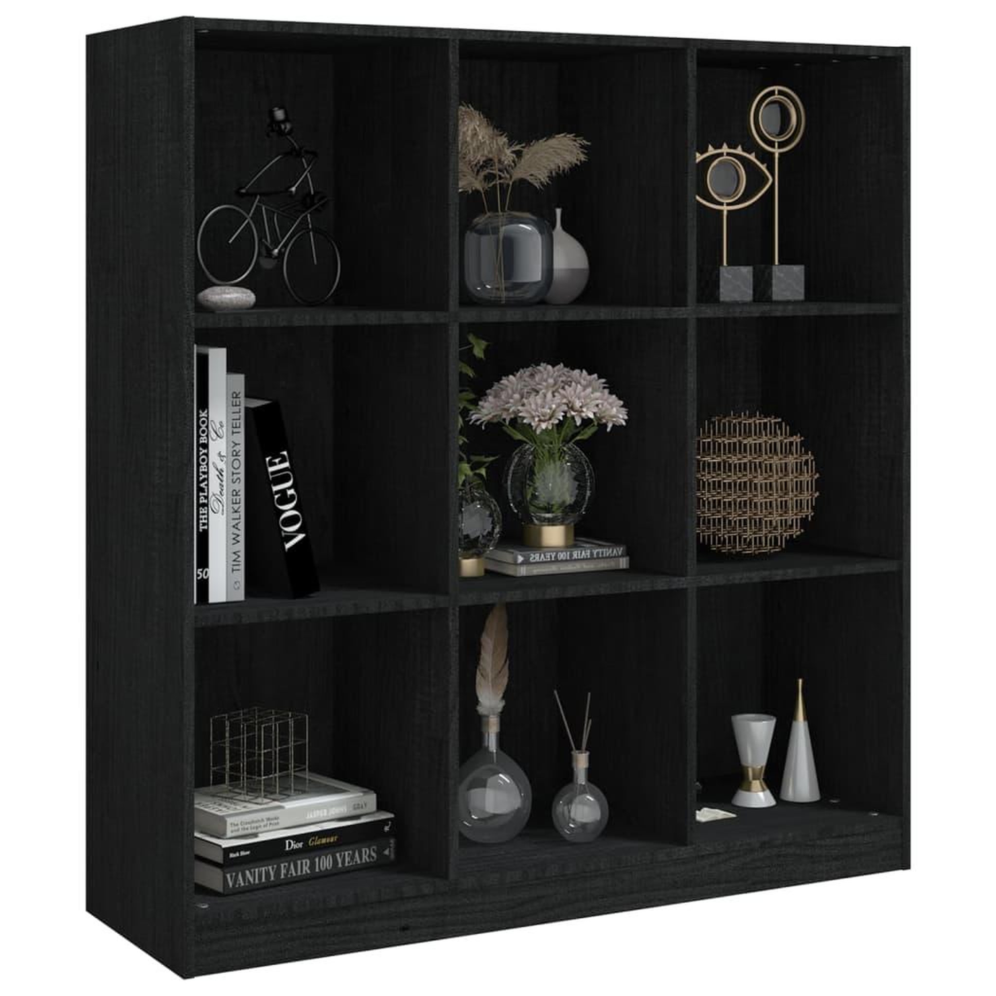 Voir la diapositive 4 : VIDAXL Bibliotheque/Separateur de piece Noir 104x33,5x110cm Pin massif