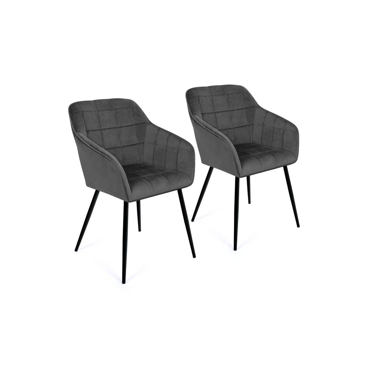 Lot de 2 fauteuils en velours pieds métal LINDA