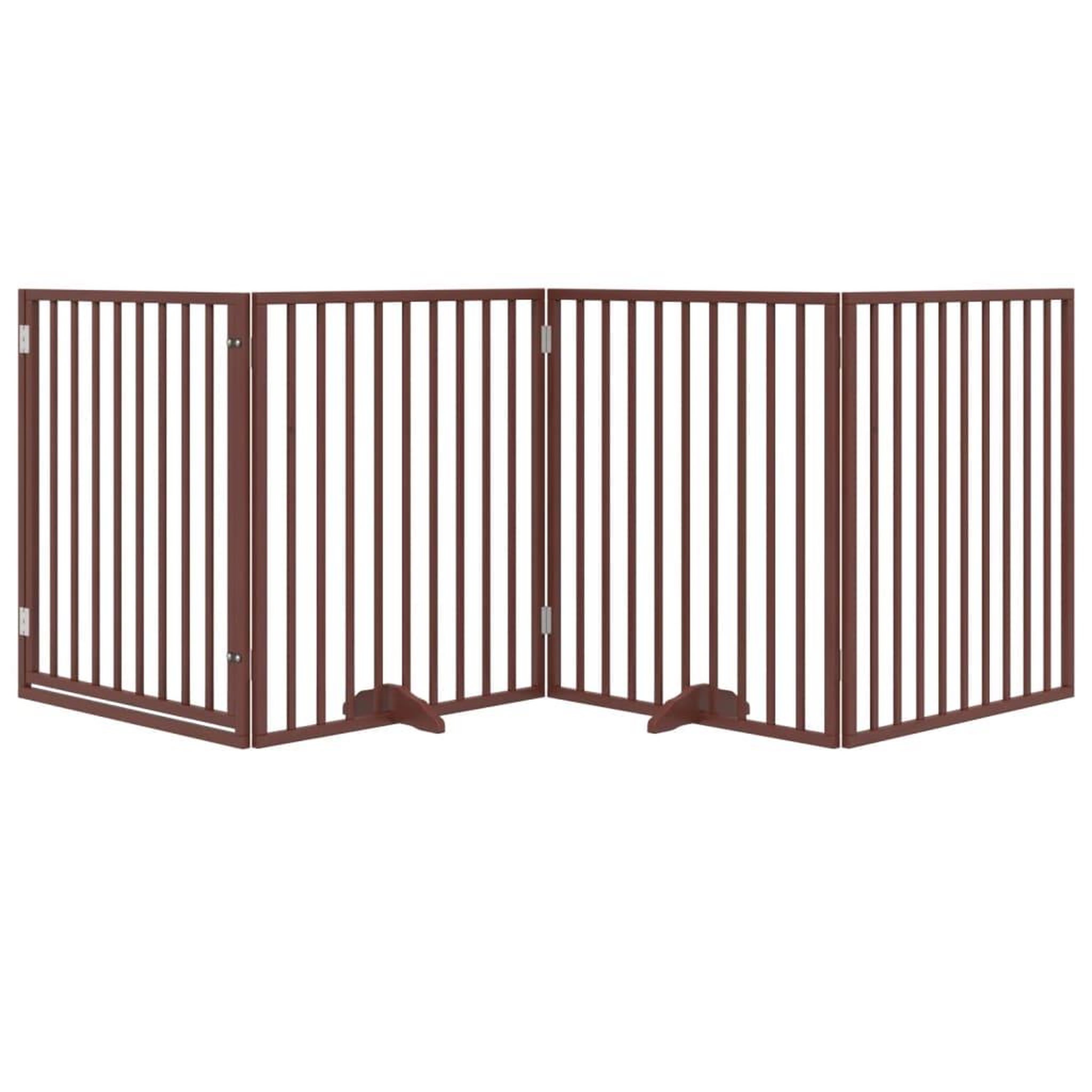 Voir la diapositive 3 : VIDAXL Barriere pour chiens avec porte 4 panneaux bois de peuplier