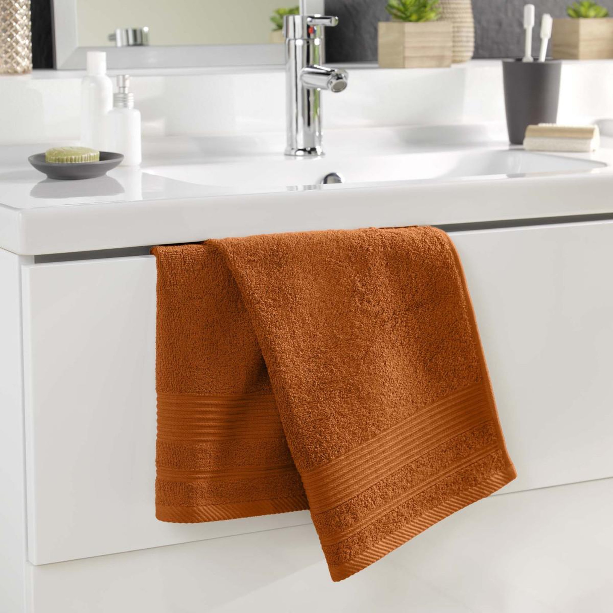 Voir la diapositive 4 : Douceur d'Intérieur Serviette de toilette  tendresse   50x90cm caramel