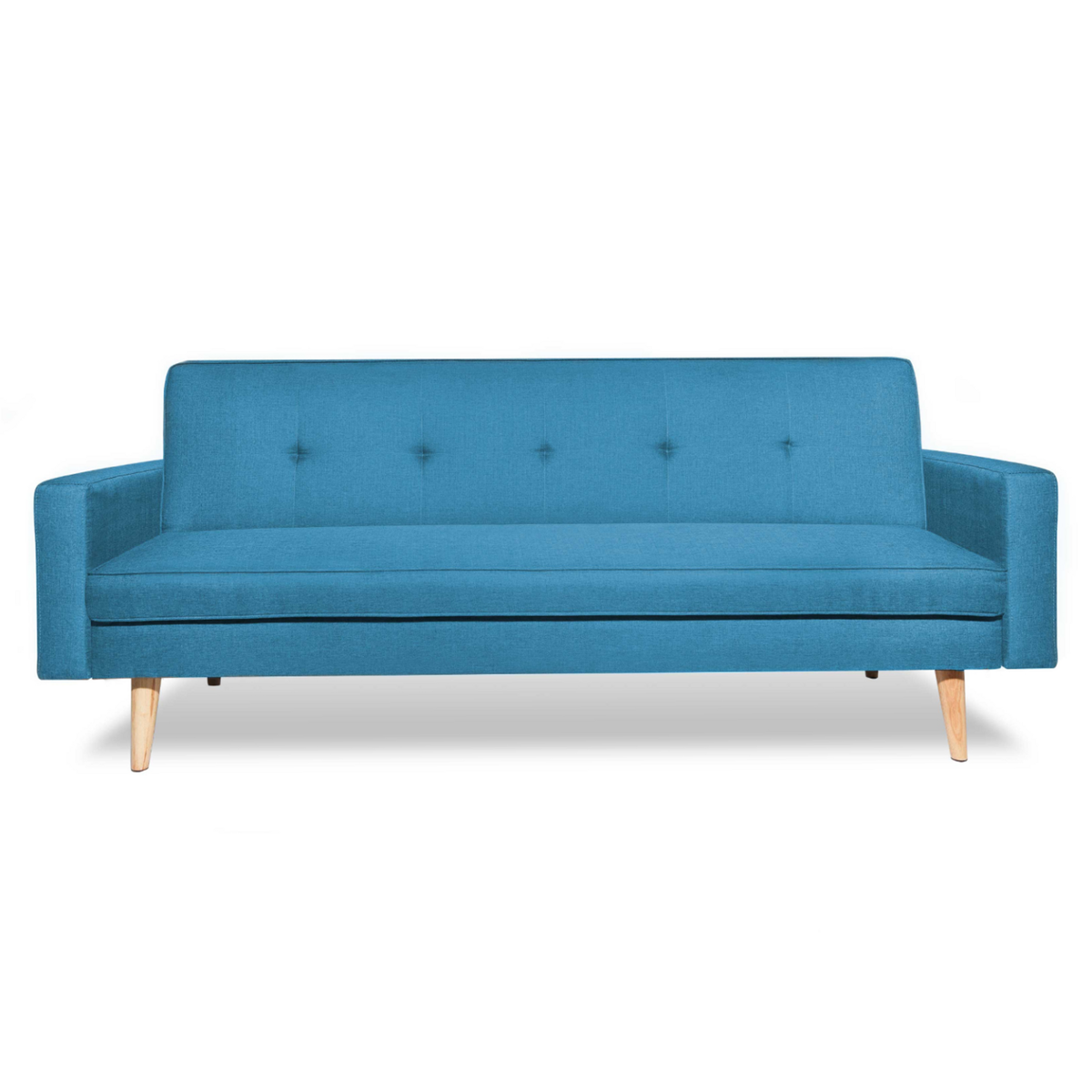 ID MARKET Canapé droit scandinave 3 places convertible LARS bleu canard