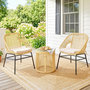 Voir la diapositive 2 : OUTSUNNY Salon de jardin style Acapulco 2 places 3 pièces acier coussin résine filaire beige