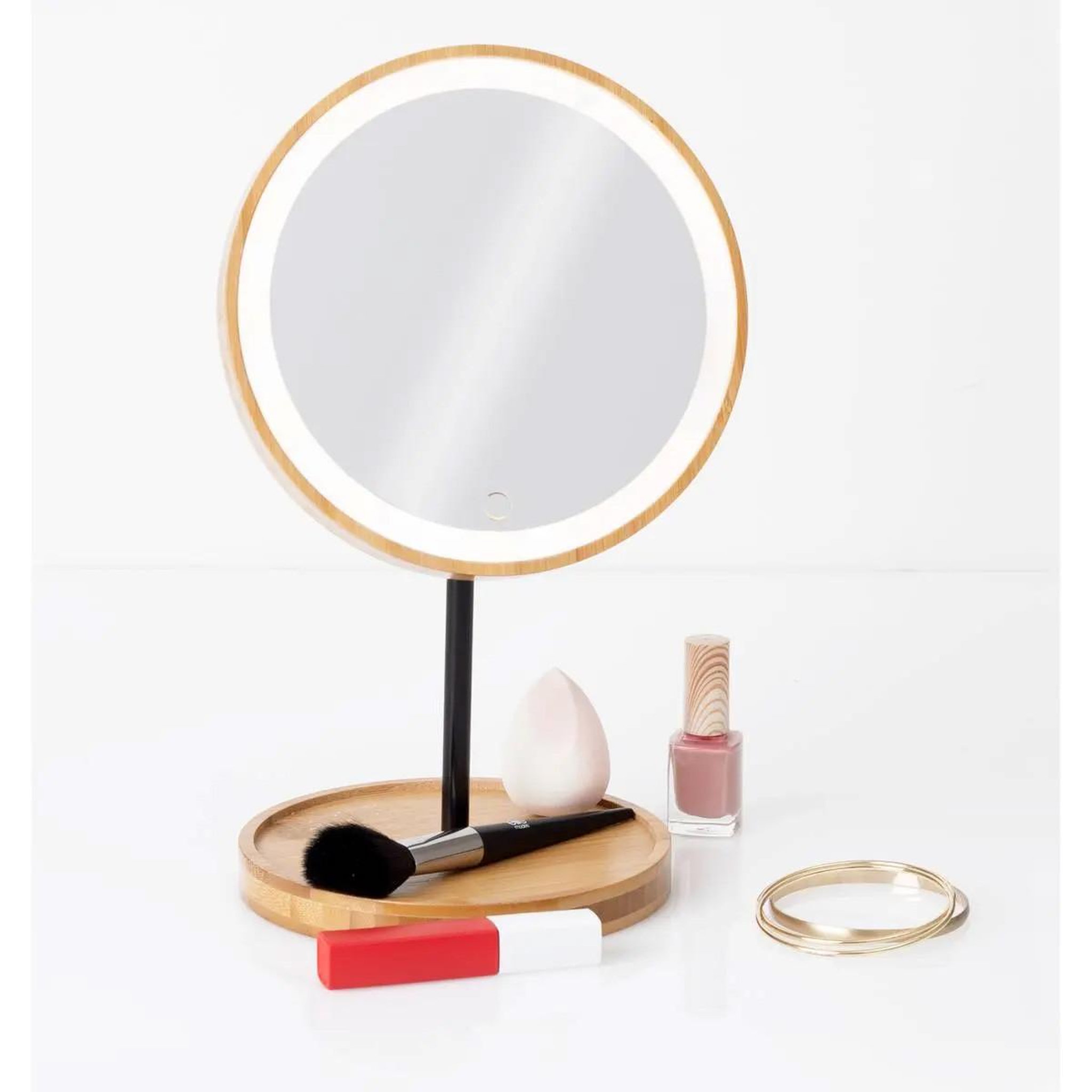 Voir la diapositive 3 : FIVE Miroir de Salle de Bain  Led Bambou  31cm Naturel