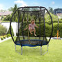 Voir la diapositive 2 : HOMCOM Trampoline enfant Ø 2,25 × 2,35H m filet de sécurité porte zipée couvre-ressorts 6 poteaux rembourrés incurvés bleu