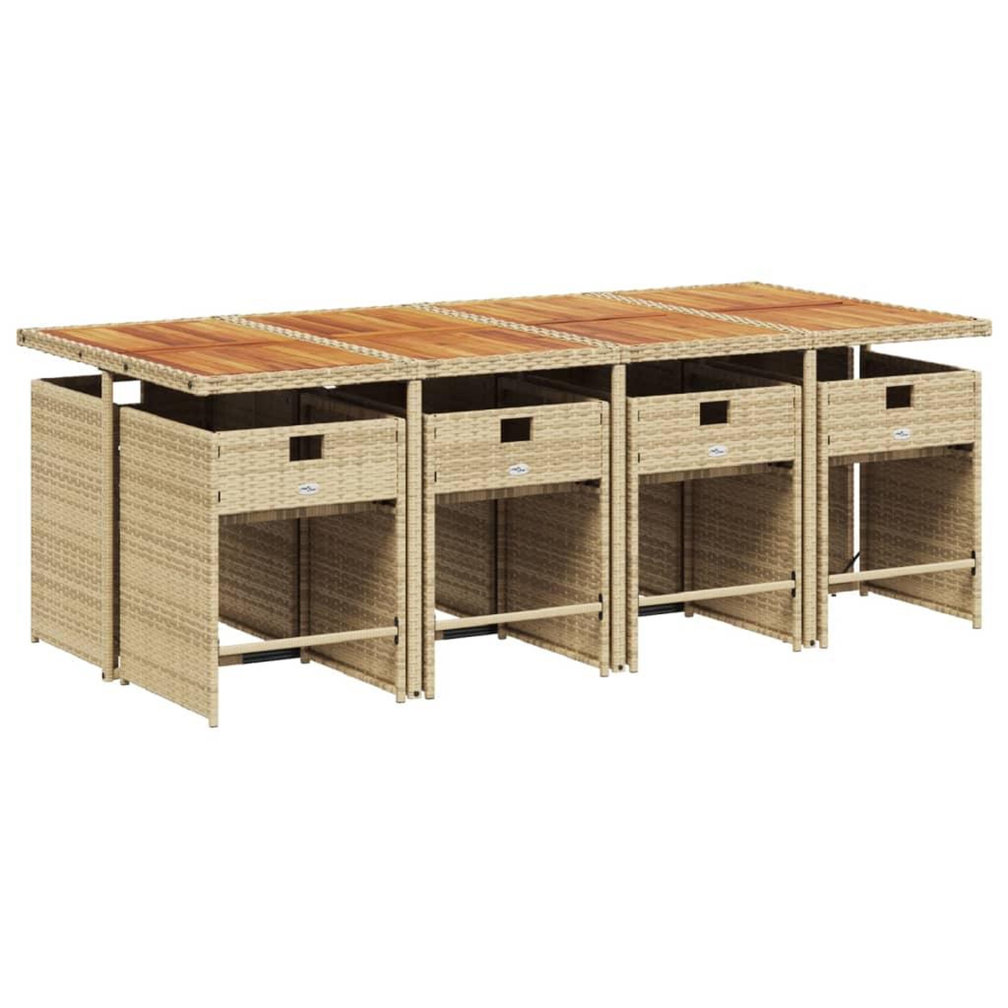 Voir la diapositive 3 : VIDAXL Ensemble a manger de jardin et coussins 9 pcs beige Poly rotin