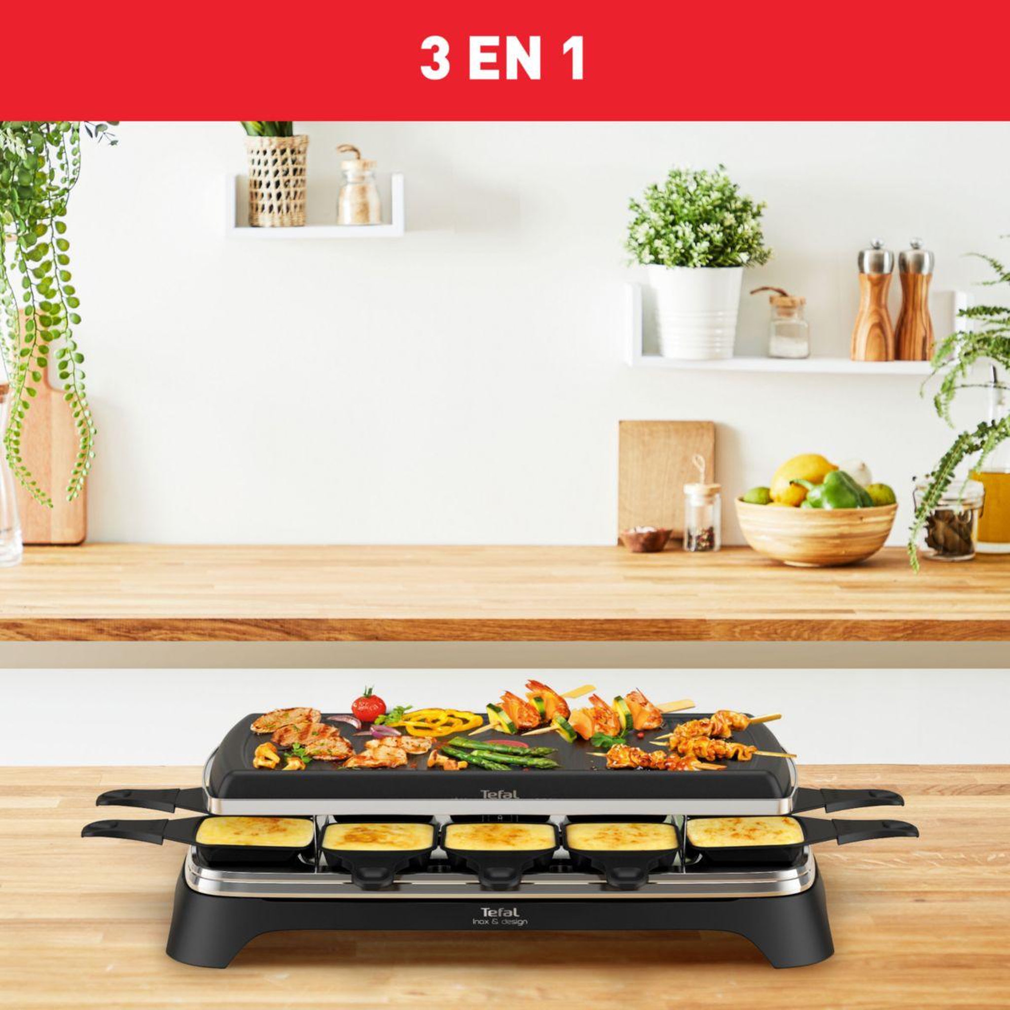 Voir la diapositive 4 : TEFAL Raclette re45a812 pierrade 3 en 1