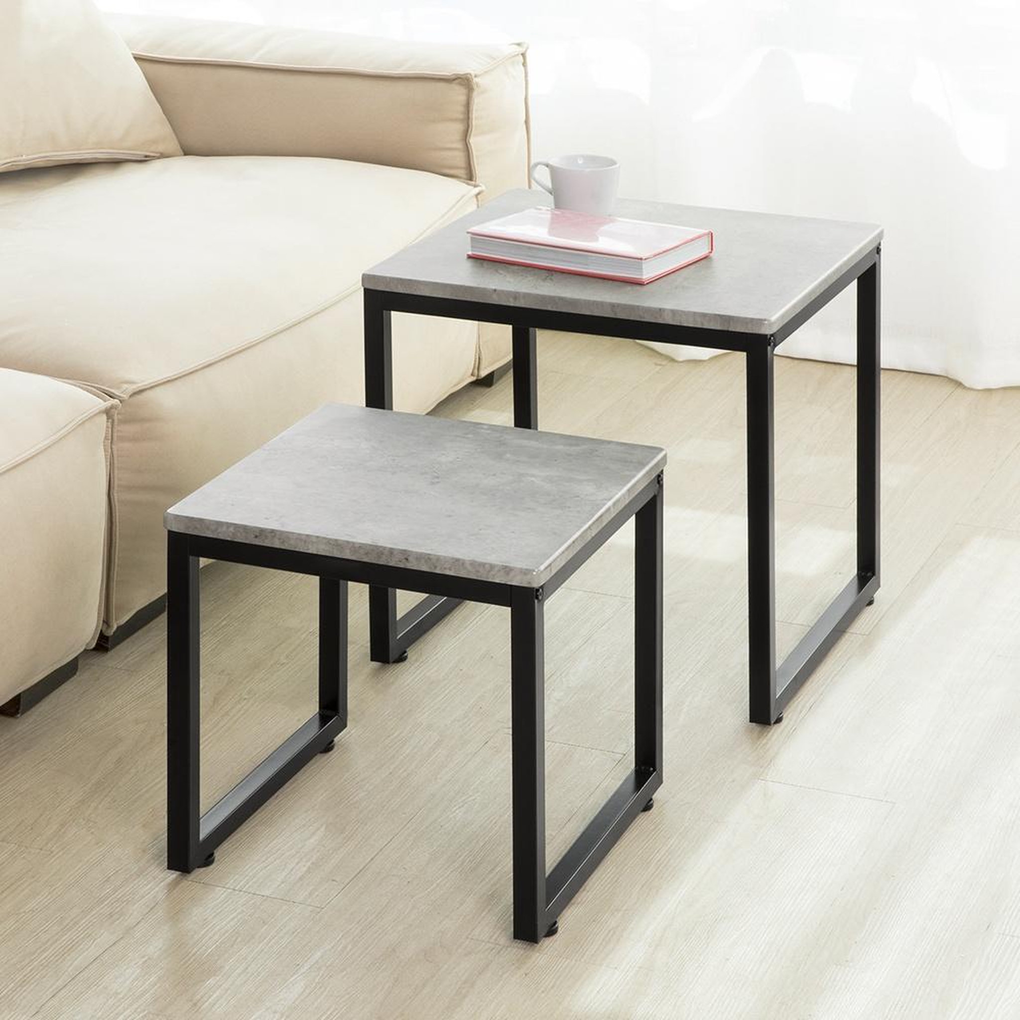 Voir la diapositive 6 : SOBUY SoBuy - Lot De 2 Tables D'appoint - Industriel - FBT42