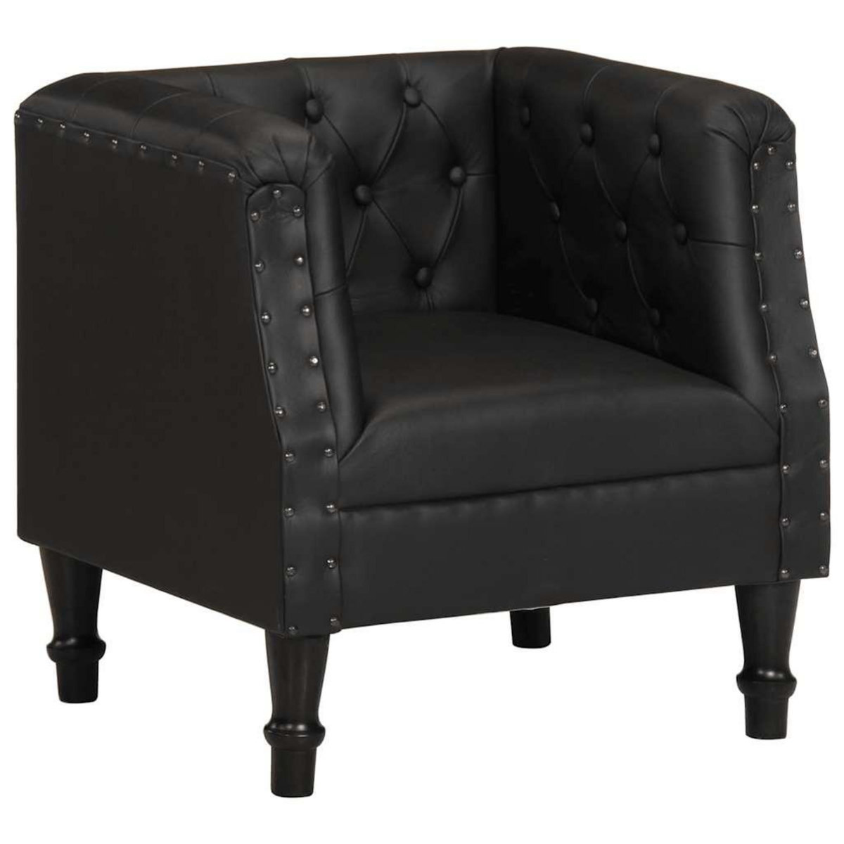 VIDAXL Fauteuil Noir Cuir veritable