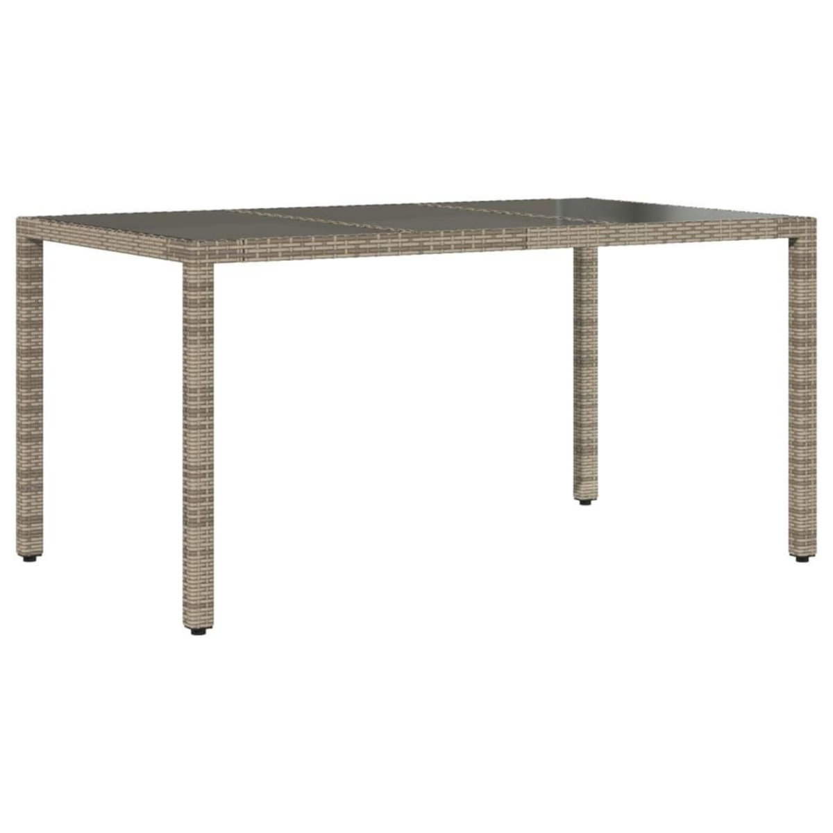 VIDAXL Table de jardin dessus en verre Gris 150x90x75cm Resine tressee