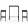 Voir la diapositive 2 : VIDAXL Ensemble de bar de jardin 3 pcs et coussins Resine tressee Gris