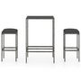 Voir la diapositive 2 : VIDAXL Ensemble de bar de jardin 3 pcs et coussins Resine tressee Gris