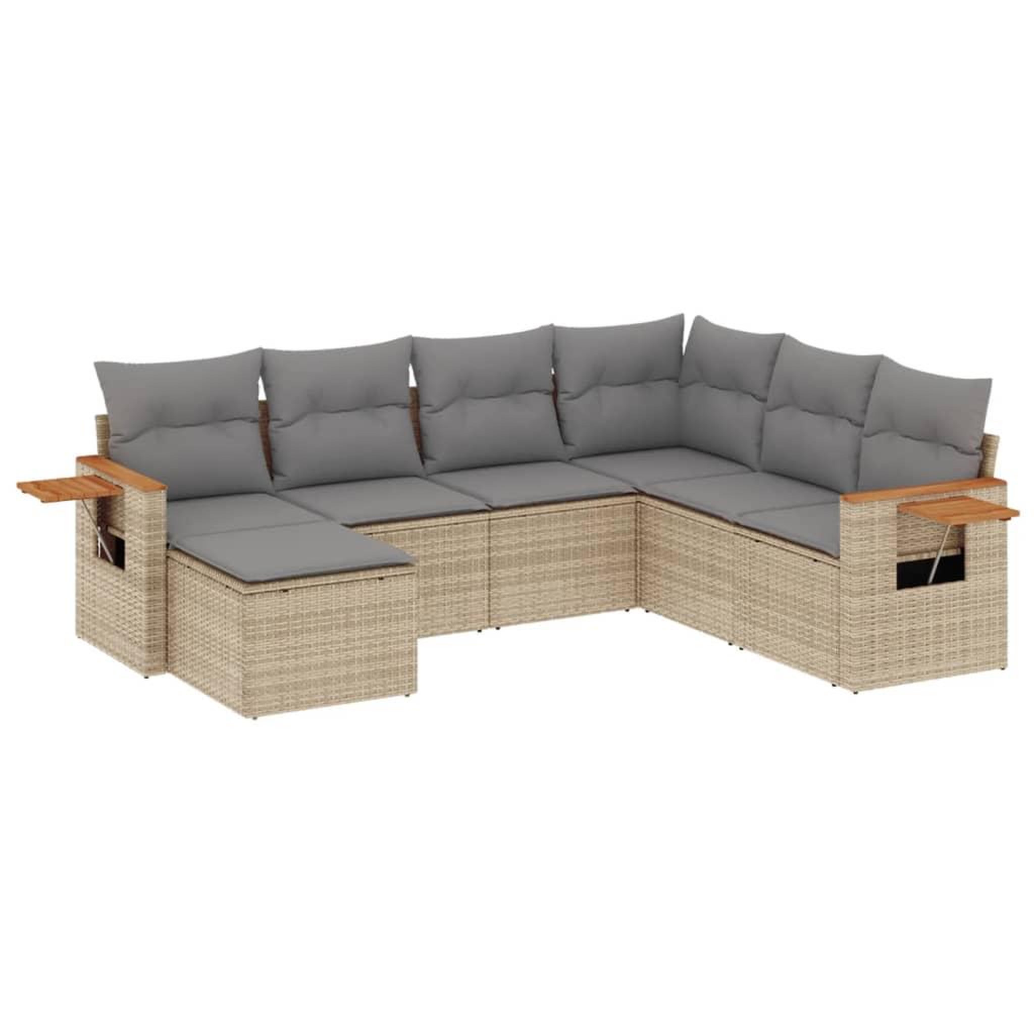 Voir la diapositive 2 : VIDAXL Salon de jardin avec coussins 7 pcs beige resine tressee