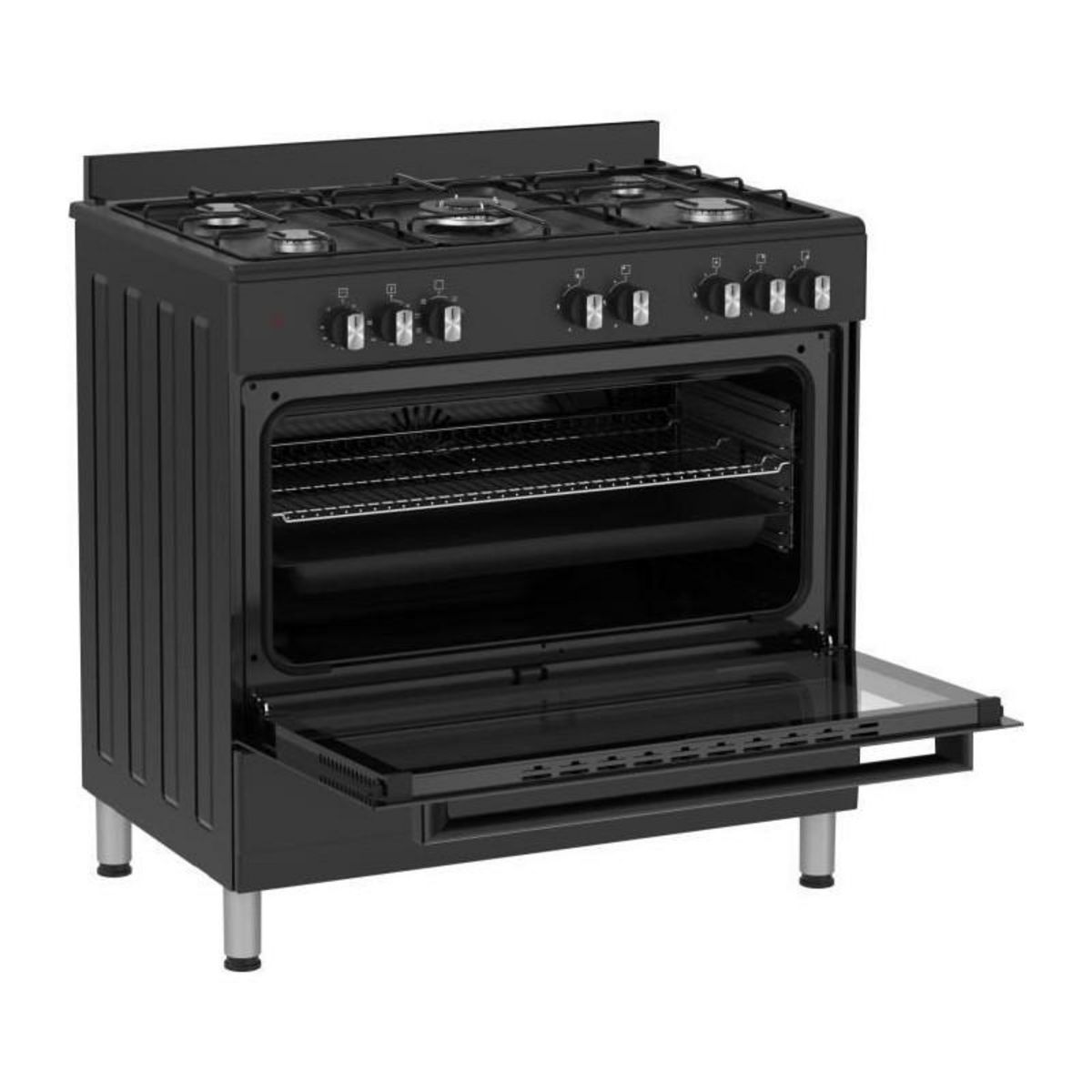 BERTAZZONI Cuisiniere a gaz - BERTAZZONI - SEL925MN - 5 foyers - 3,6 Kwh - 90 cm - Noir