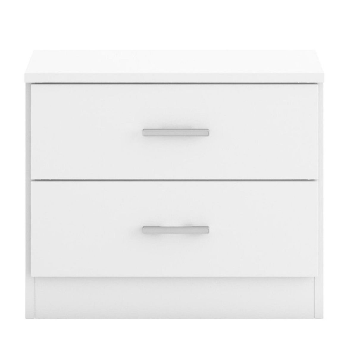 VS VENTA-STOCK Table de Chevet Dublin 2 tiroirs en Couleur Blanc, Guides métalliques