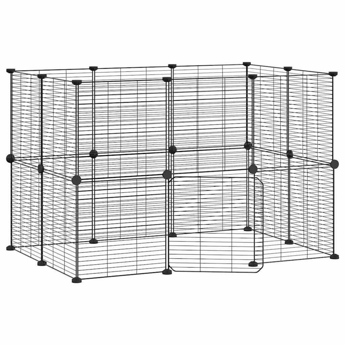 VIDAXL Cage animaux de compagnie a 20 panneaux et porte Noir 35x35 cm